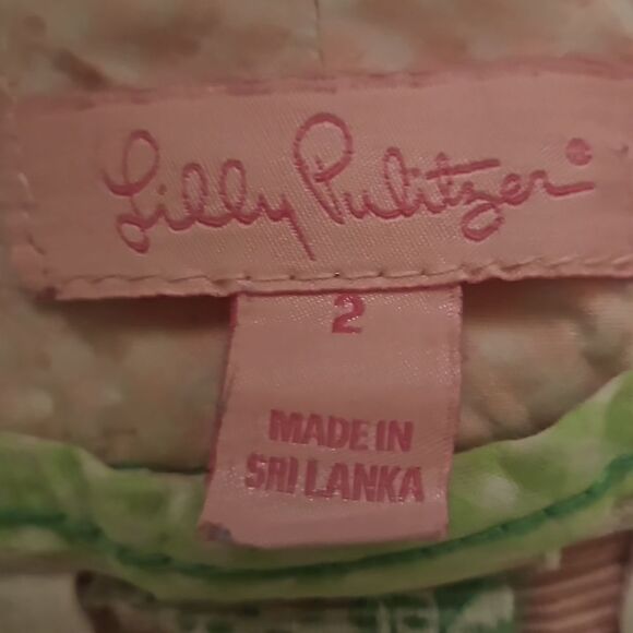 Lilly Pulitzer woman’s stretch shorts size 2 hot pink pink green floral cotton - Picture 2 of 5